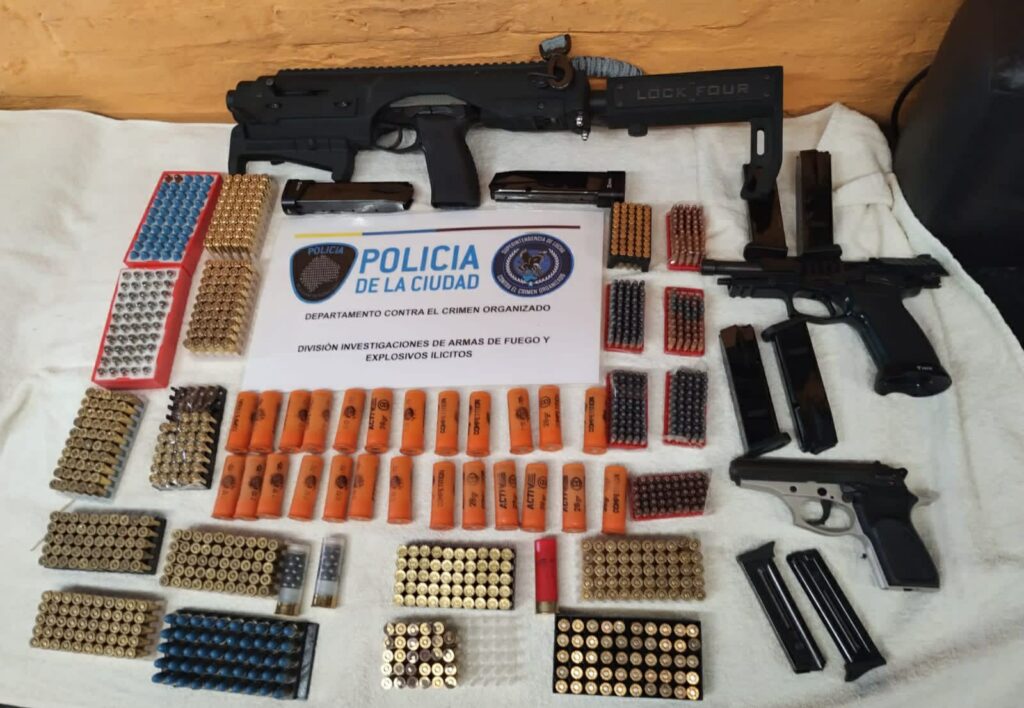 Rescatan trece perros y secuestran arsenal en casa de detenido tras choque
